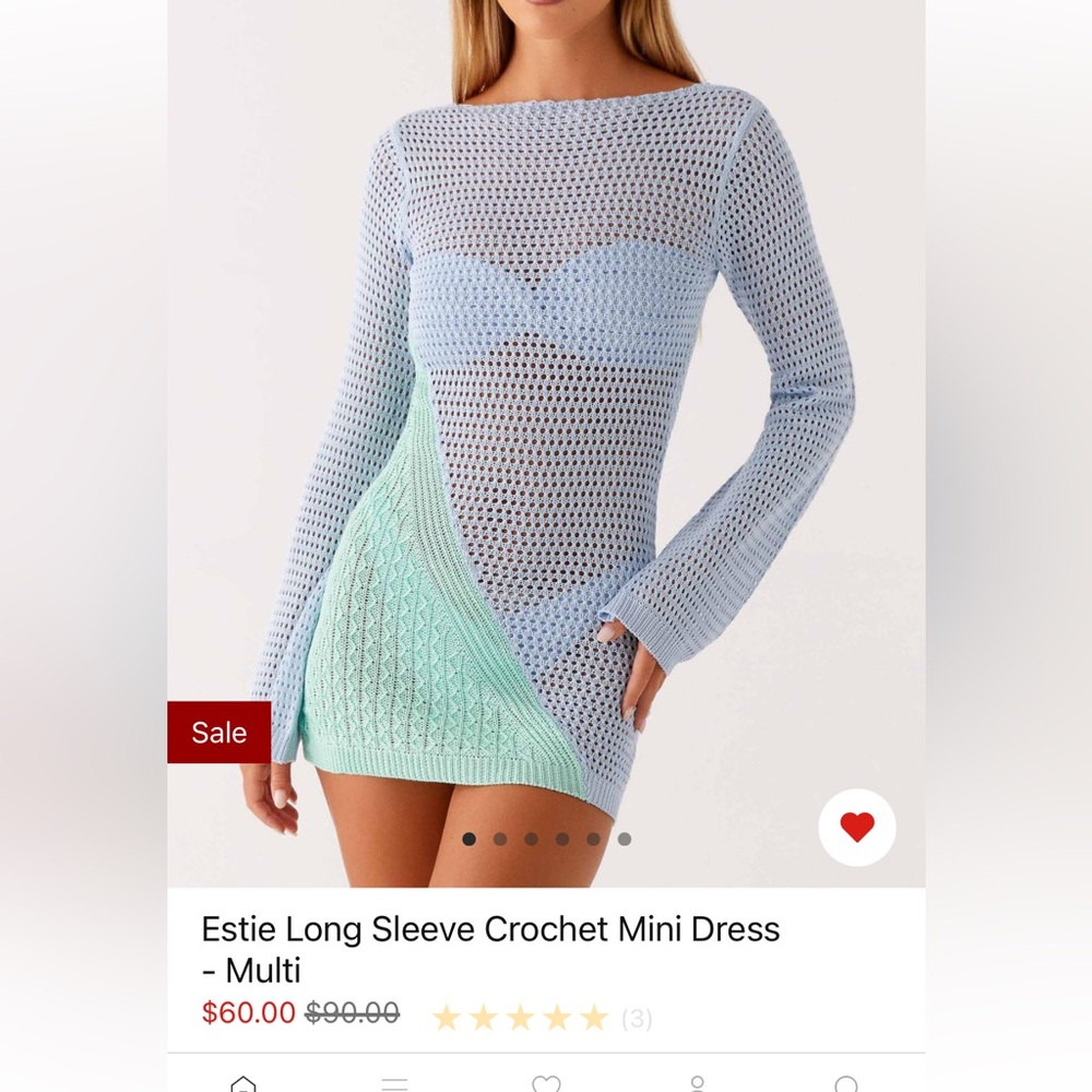 Peppermayo Light Blue Crochet Mini Dress